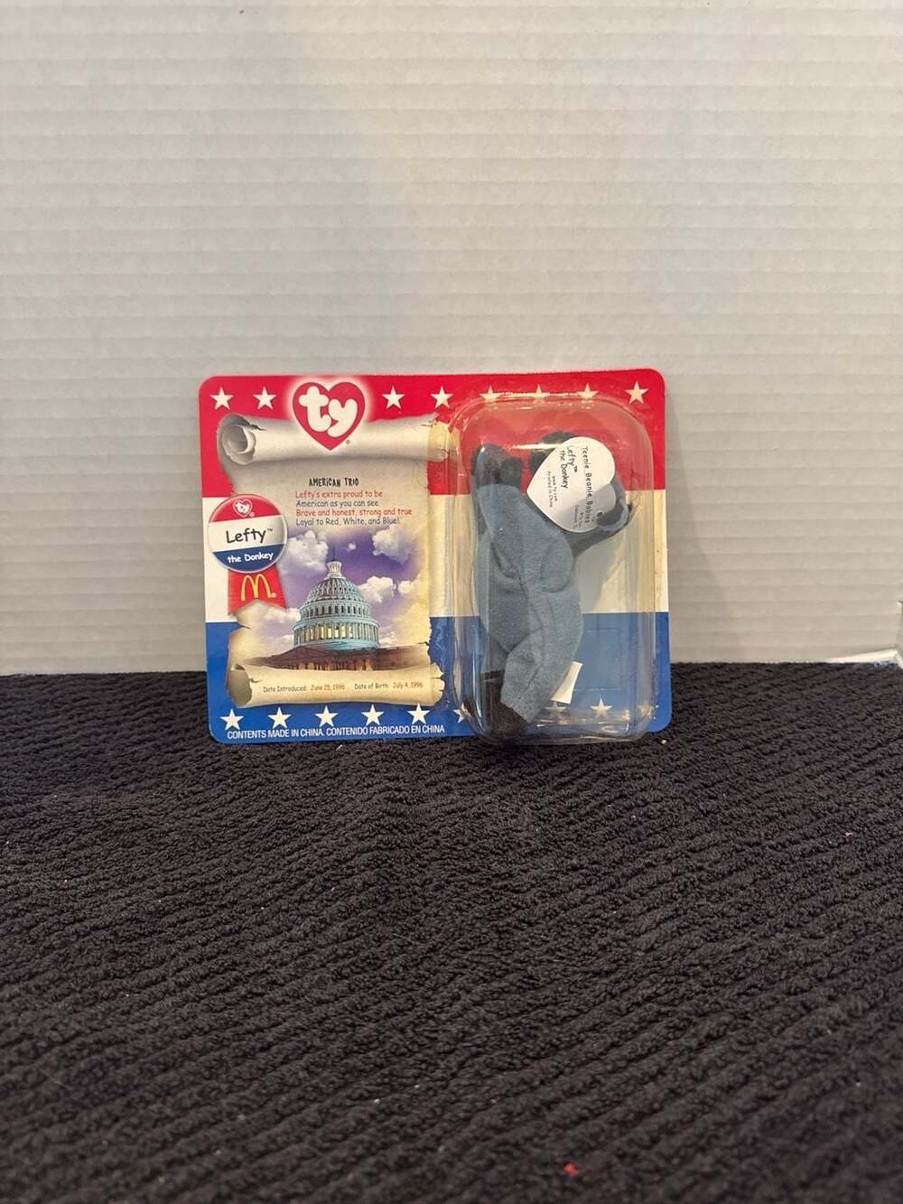 Ty Teenie Beanie Babies McDonald's American Trio Lefty the Donkey Sealed